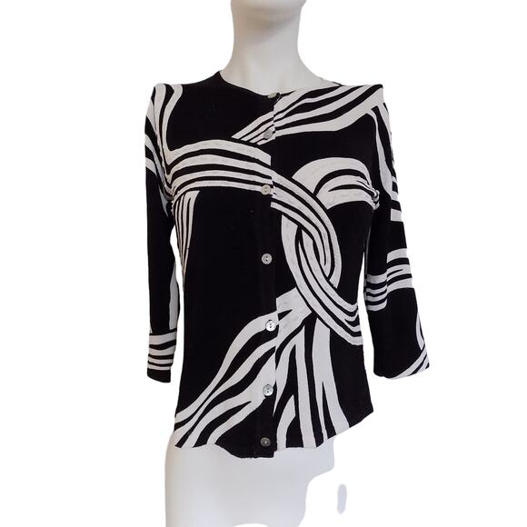 Pierri black and white cardigan sweater with beads size PS - Picture 1 of 8